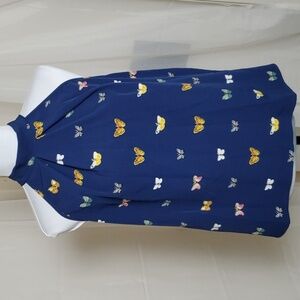 🔴Butterfly Navy Blue Halter Top